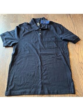 NWT Mens Club Room classic short sleeve black pocket polo shirt size smalll